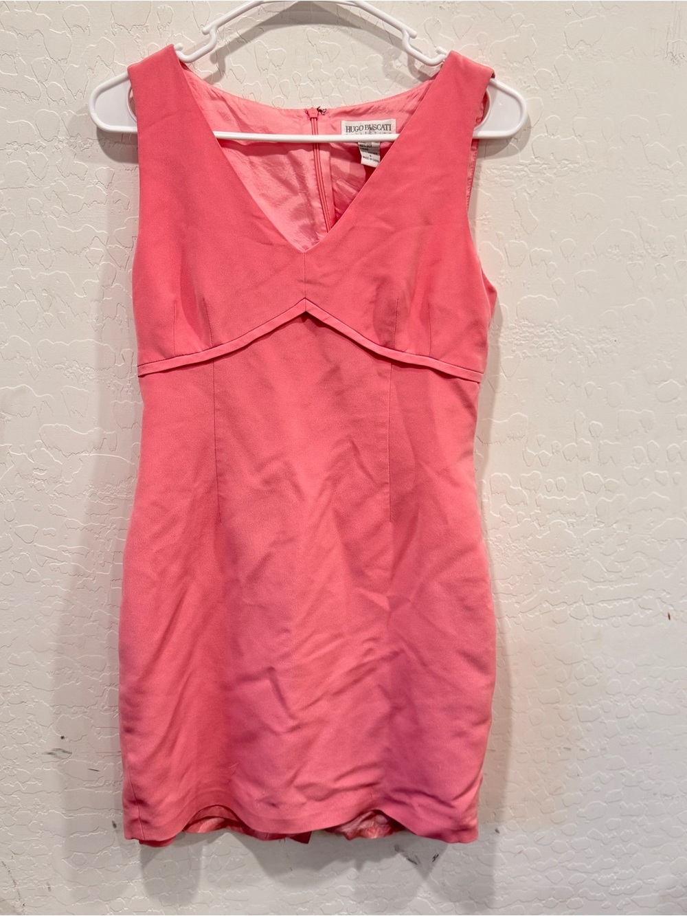 Y2K Hugo Buscati Silk Mini Dress Pink V-Neck Mini Womens 8 Sleeveless Vintage